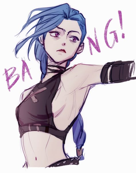 Lunna 🍇 (@lunna_illust) on X Male Jinx Fanart, Arcane League Of Legends Art, Jinx Easy Drawing, Arcane Jinx Drawing, Singer Drawing Reference, Jinx Sketch Art, Jinx Pixel Art, Gaming Pose Reference, Arcane Jinx Art