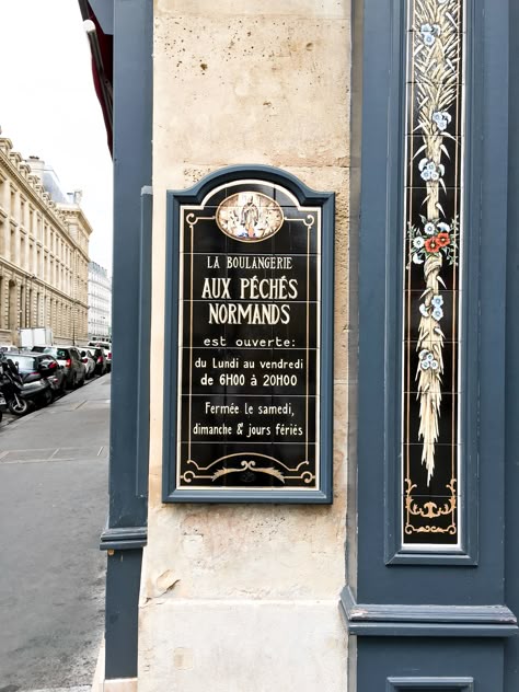 Typical Paris Boulangerie #frenchculture #boulangerie French Bistro Signage, Vintage Bakery Sign, Paris In August, Vintage Signage, Bakery Sign, Paris Summer, Open Signs, French Restaurants, French Bistro