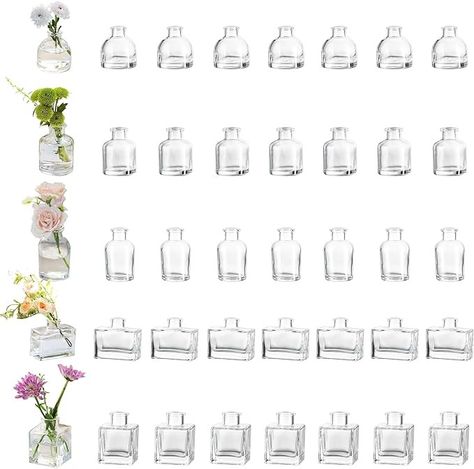 Amazon.com: Glasseam Mini Bud Vases in Bulk 40: Clear Small Flower Vases for Centerpieces Cute Tiny Glass Vase for Flowers Modern Decorative Wedding Table Centerpiece for Dining Room Decor : Home & Kitchen Tiny Vase Centerpiece Wedding, Mini Floral Arrangements Bud Vases, Flowers In Tiny Vases, Tiny Floral Arrangements Bud Vases, Mini Bud Vases, Small Flower Vases, Vases For Centerpieces, Pierced Metal Bud Vase, Glass Vases Centerpieces