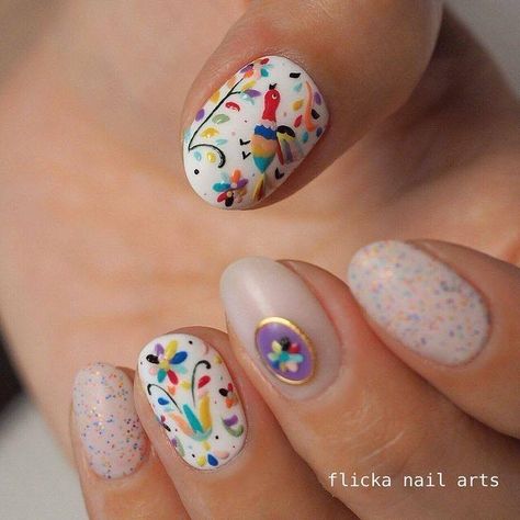 Mexican Nails, Colorful Nail, Nail Polish Art, Nail Envy, Spring Nail Art, Colorful Nail Designs, Nails Desing, Beautiful Nail Art, Nail Polishes