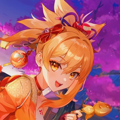 yoimiya icon - genshin impact Yoimiya Icon, Anime Character, Genshin Impact, On Twitter, Orange, Twitter, Anime, Hair, Art