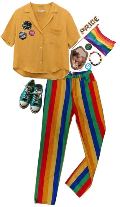 let us live Outfit | ShopLook Pride Festival Outfit Ideas, Pride Festival Outfit, Clown Pants, Teal Converse, Parade Outfit, Pride Parade Outfit, Festival Outfit Ideas, Rave Concert, Pride Festival