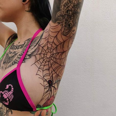 Armpit Tattoo, Wicked Tattoos, Spine Tattoos For Women, Spider Tattoo, Creepy Tattoos, Dope Tattoos For Women, Cute Tattoos For Women, Dope Tattoos, Simplistic Tattoos