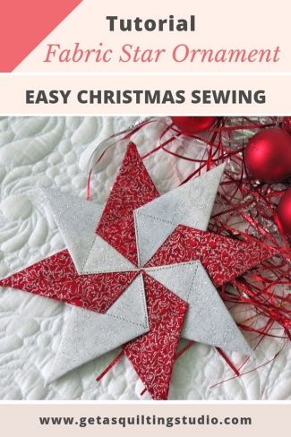 Fabric Star Ornament- tutorial for easy Christmas sewing Folded Star, Fabric Star, Star Fabric, Christmas Sewing Projects, Christmas Quilt Patterns, Quilted Christmas Ornaments, Beginner Sewing Projects Easy, Fabric Stars, Ornament Tutorial