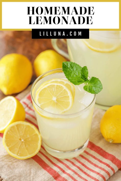 Refreshing homemade lemonade is made with a simple syrup for the perfect sweet-to-tart ratio. It is perfect for warm summer days, or any day! #homemadelemonade #freshsqueezedlemonade #lemonade #lemons Best Homemade Lemonade Recipe, Lemonade Simple Syrup, Homemade Lemonade Recipe, How To Make Lemonade, Homemade Lemonade Recipes, Best Lemonade, Fresh Squeezed Lemonade, Lil Luna, Fresh Squeezed Juice