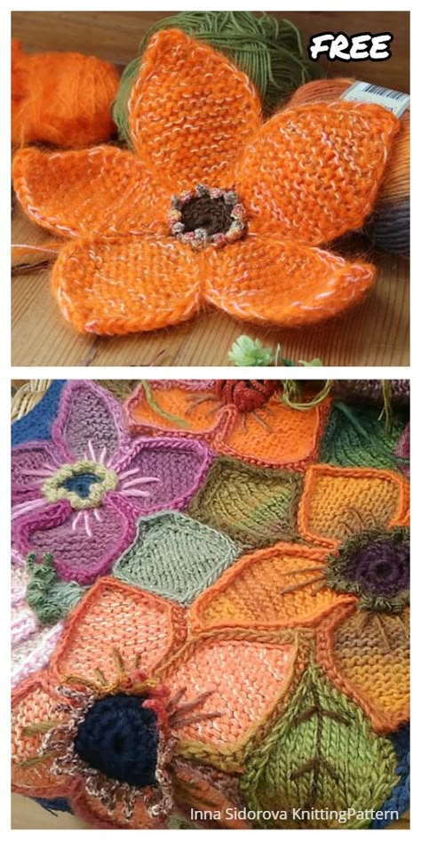 Free Knitted Flower Patterns, Knitted Flowers Free, Knitted Flower Pattern, Crochet Free Patterns, Patterns Ideas, Knitted Flowers, Crochet Flower Tutorial, Crochet Free, Ideas Crochet