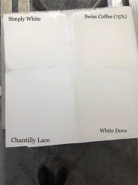 Swiss Coffee Chantilly Lace, Benjamin Moore Swiss Coffee Chantilly Lace, White Dove Swiss Coffee, White Dove Chantilly Lace, Benjamin Moore Paint Colors Swiss Coffee, Alabaster Versus Swiss Coffee, Chantilly Lace And Swiss Coffee, White Dove And Swiss Coffee, Swiss Coffee And White Dove