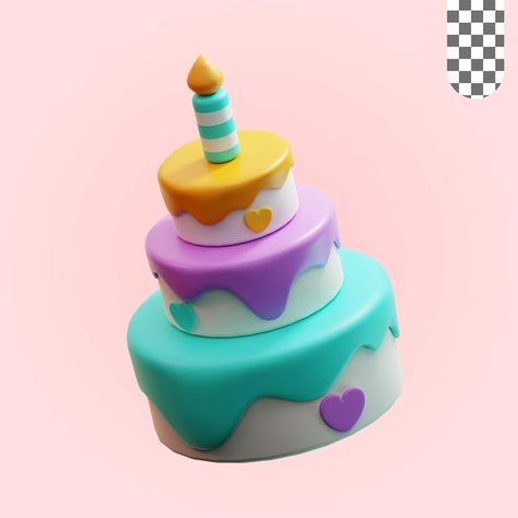 Cake 3d Illustration, Cake Blender, Tiered Birthday Cake, Summer Accessories Beach, Sunflower Illustration, Tiered Cakes Birthday, Seasons Posters, 3d Blender, Summer Banner