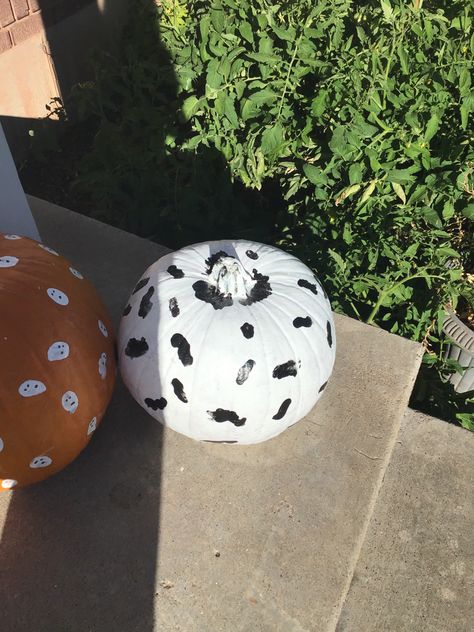 Hello! First ever post. I made a “Cow Pumpkin” for #2020 Halloween! How to nake Cow Pumpkin: Step 1. Get a WHITE pumpkin or paint a pumpkin WHITE. Step 2. Once finished, get some black paint and put your finger and do NOT smear the paint. Step 3. Make Cow Prints on the pumpkin. Don’t make it to cluttered or it with look funny. 👀 Like or follow for more posts! Cow Print Pumpkin Painting, Cow Pumpkin Painting, Cow Print Pumpkin, Pumpkins Designs, Paint A Pumpkin, Pumpkin Designs Painted, Cow Pumpkin, Cow Prints, Creative Pumpkin Painting