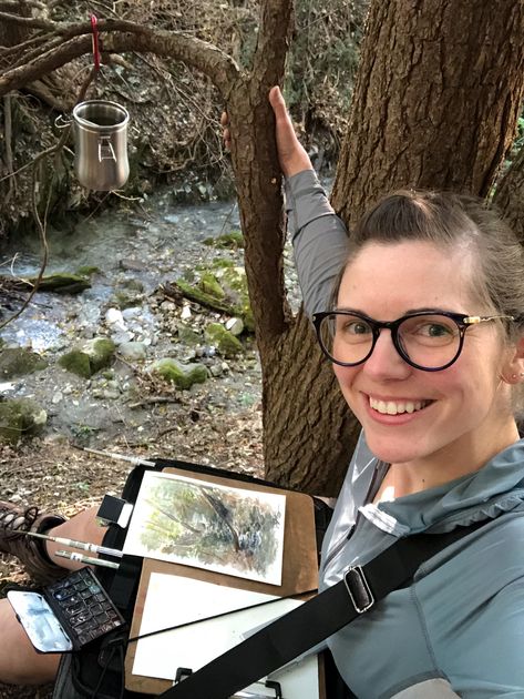 Plein Air Setup, Plein Air Drawing, Watercolour Plein Air, Plein Air Watercolor Set Up, Watercolor Plein Air Setup, Studio Aesthetics, Plein Air Gouache, Idea Of Painting, Watercolour Practice