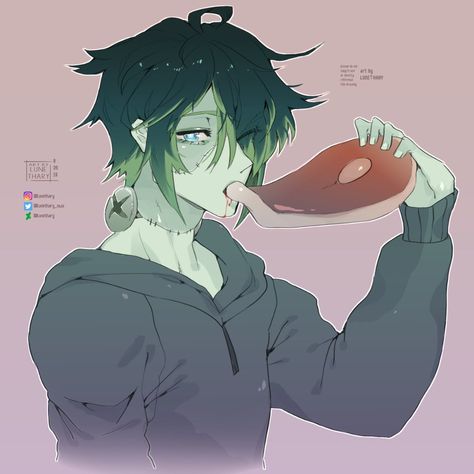 Zombie Anime Boy, Zombie Oc Male, Anime Alien, Anime Zombie, Zombie Man, Zombie Drawings, Boys Artwork, Cute Zombie, Monster Boy