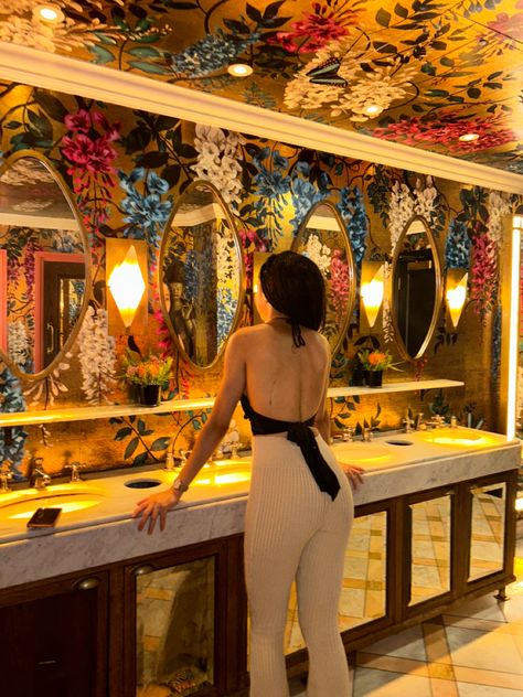 The ivy asia Ivy Asia Bathroom, Manchester Trip, The Ivy Asia, Restaurant Bathroom, Downstairs Toilet, Lifestyle Aesthetic, The Ivy, Maximalism, Picture Ideas