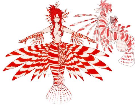 Lion Fish Mermaid, Lionfish Mermaid, Fish Oc, Pokemon Pokedex, Lion Fish, Concept Art Drawing, Honkai Impact, Mythical Creatures, Art Drawing