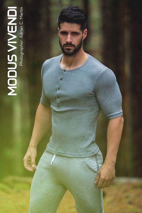 Modus Vivendi campaign for the new Bear Line. Location: Tenerife, Canary Islands, Spain. Photographer: Adrian C. Martin. Model: Fran Otero. www.e-modusvivendi.com Modus Vivendi, Canary Islands, Sweat Shorts, Mens Casual Outfits, Bearded Men, Sport Shorts, Male Models, Photo Credit, New Collection