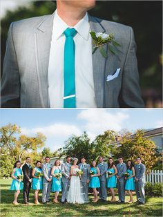 Gray and aqua wedding... I'm not sure if I like this or the pink and green theme better... ??? I can't make any groomsmen wear pink ties though. :p Teal Wedding Mens Attire, Teal And Grey Wedding, Aqua Blue Wedding, Ideas Bodas, Groomsmen Looks, Aqua Wedding, Gray Wedding, Wedding Apparel, Teal Wedding