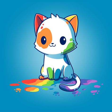 Rainbow Cat Drawing, Teeturtle Cat, Rainbow Animals Art, Cute Anime Animals Kawaii, Cute Animals Cartoon Kawaii, Chibi Animals, Tee Turtle, 2023 Drawing, Chat Kawaii