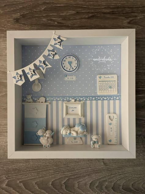 Personalized Birth Picture in Ceramic Powder Personalized Nursery Decor - Etsy Canada Newborn Shadow Box, Birth Pictures, Baby Shadow Box, Room Box Miniatures, Box Frame Art, Diy Shadow Box, Personalized Nursery Decor, Memory Frame, Cadeau Baby Shower