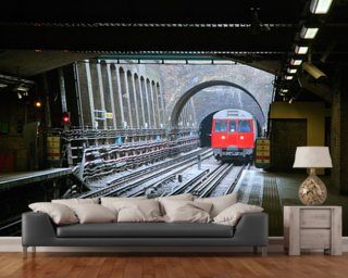 Transport Wallpaper, Train Mural, London Underground Train, Underground Train, Train Wallpaper, Tube Train, London Wallpaper, Room London, London Wall