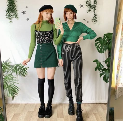 Mathilda Mai Outfits, Slytherin Energy, Mathilda Mai, Liberty Mai, Green Outfits, Artsy Outfit, Moda Vintage, Grunge Style, Soft Grunge