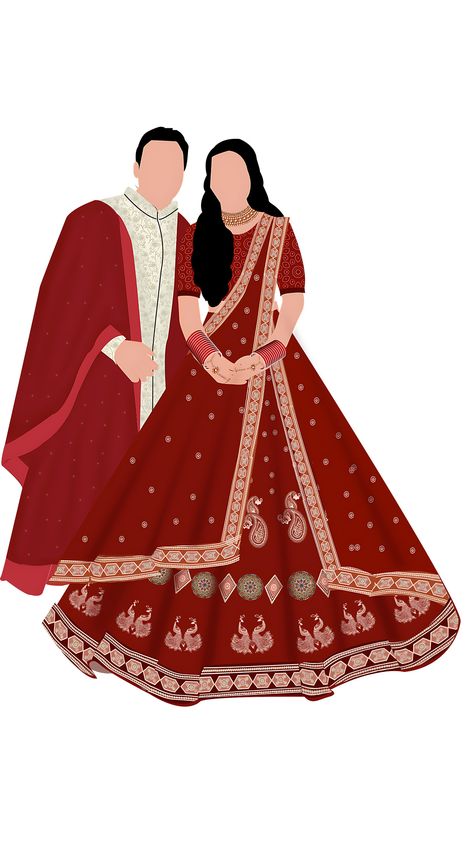 Indian Bride And Groom Illustration, Bride Groom Caricature, Bride And Groom Caricature, Wedding Card Elements, Marriage Cartoon, Groom Cartoon, Wedding Evite, Indian Invitation, Caricature Wedding Invitations