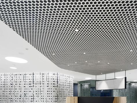 Metal Panel Ceiling, Perforated Metal Panel, Natural Mirrors, Facade Panel, Ceiling System, Innovation Centre, Ceiling Light Design, Suspended Ceiling, Perforated Metal