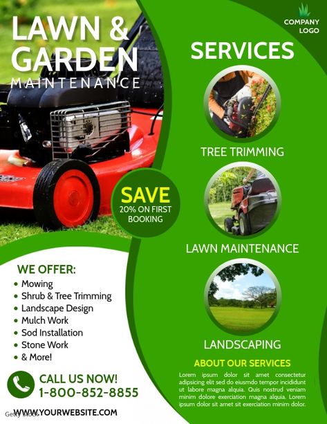 lawn care services, lawn care ad business flyer, lawn and garden flyer, mowing lawn flyers, lawn company ads, lawn and landscape templates, grass care flyers Landscape Flyer, Lawn Care Flyers, Garden Cleaning, Sod Installation, Commercial Landscape, Lawn Care Business, Landscaping Business, Lawn Service, Landscape Maintenance