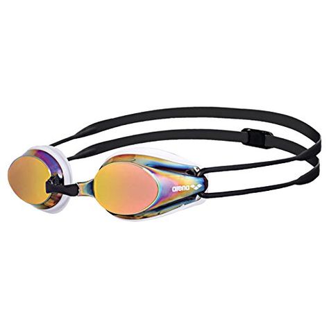 Arena Tracks Mirrored Racing Goggles  Red Revo *** Check out this great product.Note:It is affiliate link to Amazon. Swimming Glasses, Competitive Swimming, Open Water Swimming, Swimming Goggles, Blue White And Black, Winter Essentials, Swim Accessories, Goggles, Mirrored Sunglasses