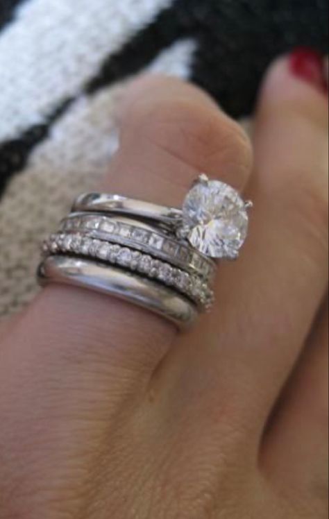 Luxury Silver Stackable Rings With Thick Band, Luxury Silver Stackable Solitaire Rings, Silver Stackable Rings With Solitaire, Silver Elegant Stackable Thick Band Rings, Elegant Silver Stackable Rings With Thick Band, Solitaire Engagement Ring Stack, Ring Married, Ring Stack Silver, Engagement Ring Stack