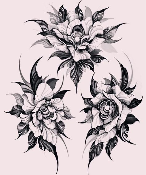 Dahlia Flower Tattoos, Black Flowers Tattoo, Japanese Flower Tattoo, Chrysanthemum Tattoo, Flower Tattoo Drawings, Angel Tattoo Designs, Traditional Tattoo Design, Botanical Tattoo, Floral Tattoo Design