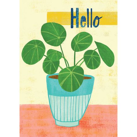 Pot Plant Illustration, House Plants Illustration, Houses Embroidery, Potted Plant Illustration, Houseplant Art, Pilea Plant, Plant Illustrations, Hello Greeting, Plant People