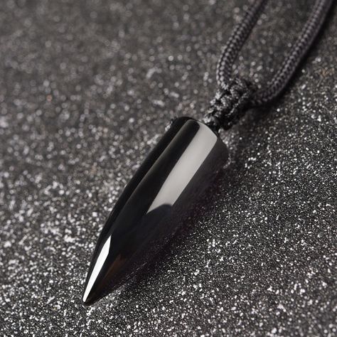 Necklace Length Chart, Obsidian Necklace, Bullet Necklace, Obsidian Stone, Protection Crystals, Power Crystals, Protection Necklace, Necklace For Men, Black Obsidian