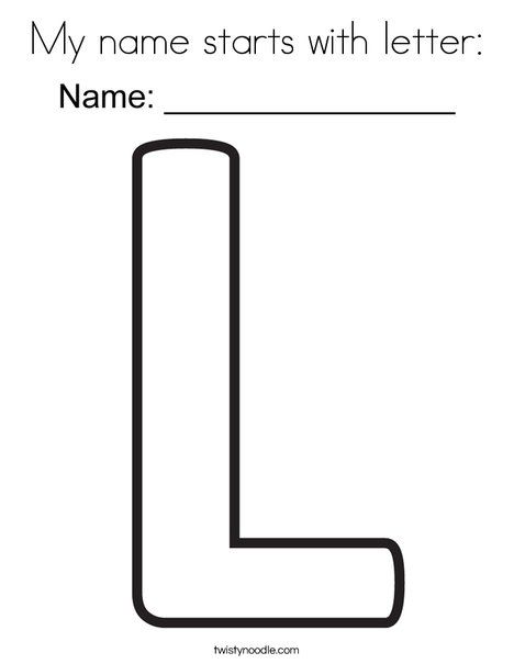 My name starts with letter: Coloring Page - Twisty Noodle Names Beginning With L, L Names, Holiday Lettering, Children Activities, Letter W, Letter L, School Sports, Kids Prints, Coloring Page