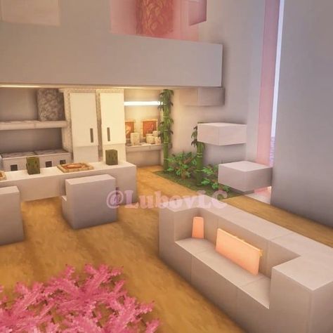 Minecraft Couch, Minecraft Room Designs, Living Room Minecraft, Minecraft Living Room Ideas, Minecraft Homes, Pastel Minecraft, Minecraft Living Room, Rumah Minecraft Sederhana, Minecraft Interior