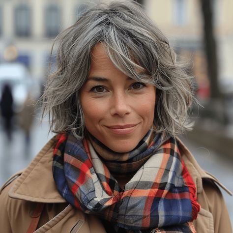 Grey Hair With Fringe, Grey Hair Fringe, Haircut Gray Hair, Mama Hair, Grey Hair Don't Care, 2024 Hairstyles, My New Haircut, Chin Length Haircuts, Deep Side Part