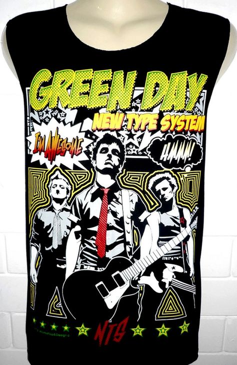 Green Day Awesome Metal Rock Band Music Metal T Shirt Tank Top Singlet Vest Size M Tré Cool, Band Outfits, Metal T Shirts, Punk Rock Fashion, Band Merchandise, Emo Outfits, Band Merch, Punk Goth, Band Shirts