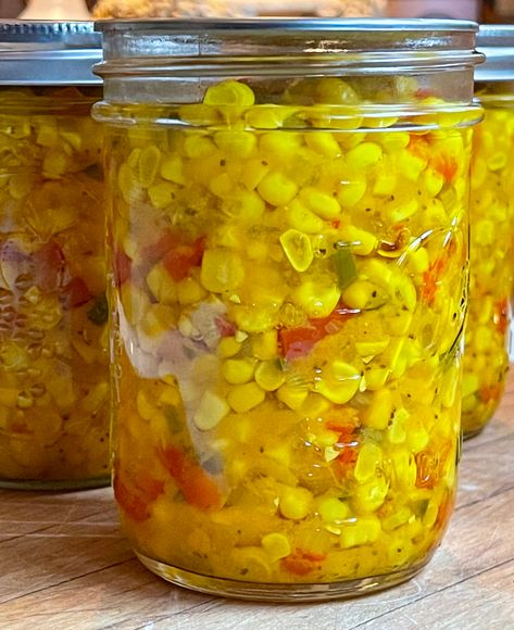 Sweet Corn Relish Recipes, Corn Relish Recipes Canning, Pickled Corn On The Cob, Canning Shelf, Sweet Corn Relish, Corn Relish Recipes, Pickled Corn, Corn Salsa Recipe, Corn Relish