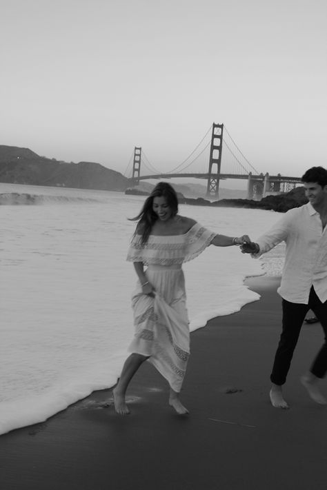 San Francisco engagement photo; B&W; Golden Gate Bridge Golden Gate Bridge Proposal, Engagement Photos Golden Gate Bridge, Sf Engagement Photos, Engagement Photos San Francisco, Boat Engagement Photos, Sutro Baths San Francisco, Pic Mood, Photo Bridge, San Francisco Engagement Photos