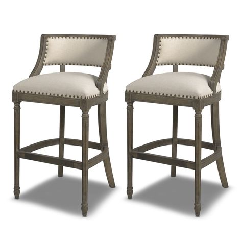 Paris Farmhouse Counter and Bar Stool with Backrest - Bed Bath & Beyond - 29774823 Country Bar Stools, Grey Counter, Farmhouse Bar Stools, Stool With Backrest, Farmhouse Bar, Counter Seating, Bar Room, Bar Seating, Counter Height Bar Stools