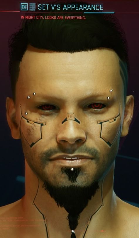 Cyberware Face, Cyberpunk Face Implant, Cyberpunk Oc, The Hara, Cyberpunk Makeup, Cyberpunk Aesthetic, Male Makeup, Cosplay Halloween, Oc Ideas