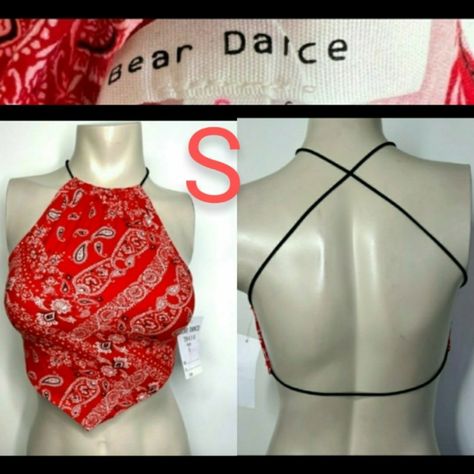 Brand New Tag Has Been Removed. Brand: Bear Dance Size S Cute Red Bandana Crop Top! Soft & Stretchy Good Quality Material Halter Handkerchief Style Cropped Black Crisscross Cami Straps Backless 95% Polyester 5% Spandex Measurements Bust: 32 Waist: 28 Length: 15inch (Red-Bh-Hct-S #325) Stock Reference Number ~~~~~~~~~~~~~~~~~~~~~~~~~~ 2-5 Items 15% Off & 6-10 Items 25% Off & 11+ Items 35% Off On Bundles & Save $$$ Dealdepends On How Many Items In The Bundle *!~Message Me On The Items, And I Will Summer Backless Top, Diy Bandana Top, Upcycle Clothes Diy No Sew, Diy Backless, No Sew Refashion, Bandana Diy, Bandana Crop Top, Bandana Shirt, Clothing Refashion