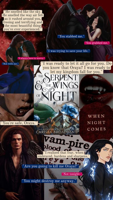 Book aesthetic Serpent And Wings Of Night, Carissa Broadbent, Crowns Of Nyaxia, Book Reading Journal, Books Fanart, Vampire Books, Night Book, Book Fan Art, Dark Romance Books