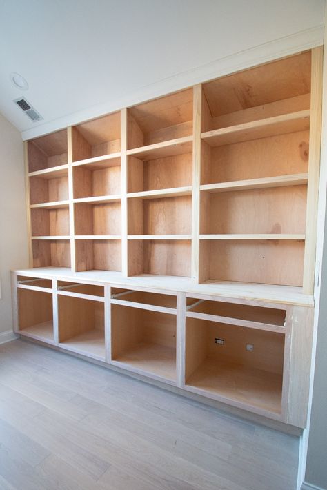 DIY Office Built-Ins with Storage | The DIY Playbook Office Built Ins, Cabinet Plans, Office Cabinet, Diy Playbook, Home Library Design, Diy Office, Bookshelves Diy, Office Makeover, Built In Bookcase