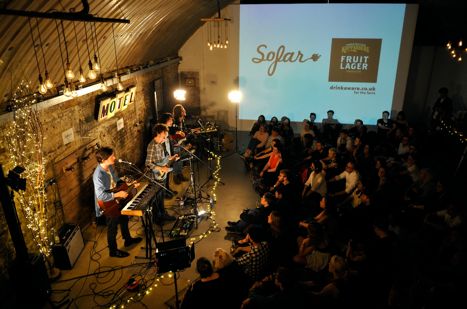 Glasgow to host the Kopparberg Fruit Lager Live Series x Sofar SoundsWithGuitars Restobar Design, Space Guitar, Live Music Bar, Technical Theatre, Worship Night, Church Inspiration, Lounge Music, Outdoor Stage, Music Club