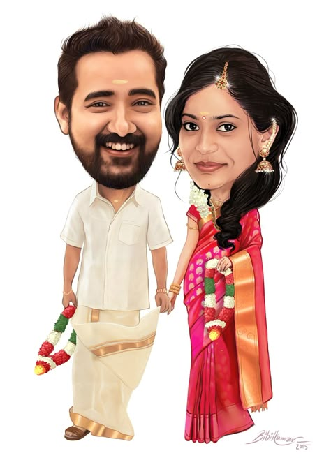 Caricature Study on Behance Love Illustration Couple, Caricature Invitation, Caricature Ideas, Images For Website, Wedding Couple Cartoon, Wedding Card Design Indian, Caricature Gifts, Caricature Wedding, Wedding Illustrations