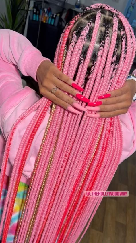 Braided Hairstyles Protective Styles, Box Dreads, Hairstyles Protective Styles, Pink Box Braids, Black Women Braided Hairstyles, Hairstyles Protective, Weave Hairstyles Braided, Big Box Braids Hairstyles, Box Braids Hairstyles For Black Women