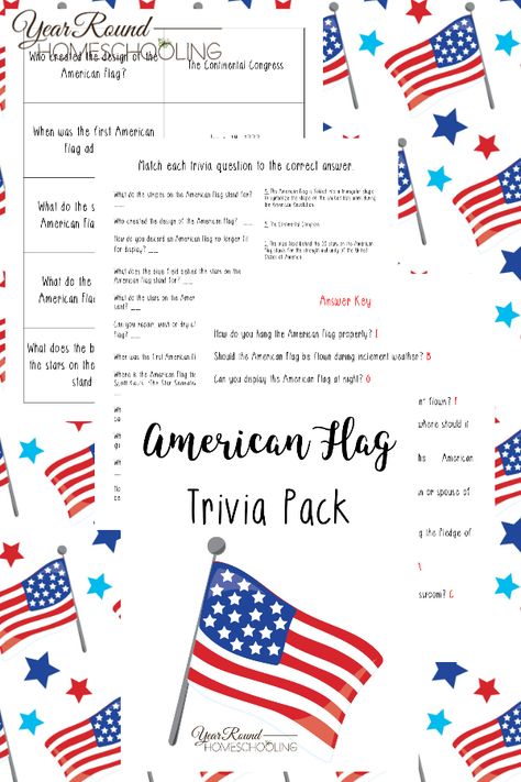 American Flag Facts, American Flag History, Preschool Gym, American State Flags, Homeschool Adventures, Homeschool Electives, First American Flag, History Printables, Trivia Time