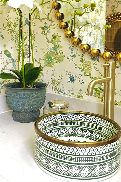 Add some Moroccan flair to your bathroom today and experience the beauty of this stunning vessel sink! Antique Sink, Moroccan Sink, Sink Bowl, Ceramic Basin, Bowl Ceramic, Copper Sink, Vessel Sinks, Vessel Sink, Wash Basin