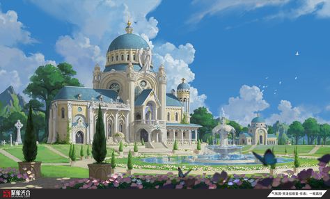 Anime Architecture, Pixel Cat, City Landscapes, Concept Art Tutorial, Architecture Design Sketch, Building Concept, Fantasy Props, Building Art, Fantasy Castle