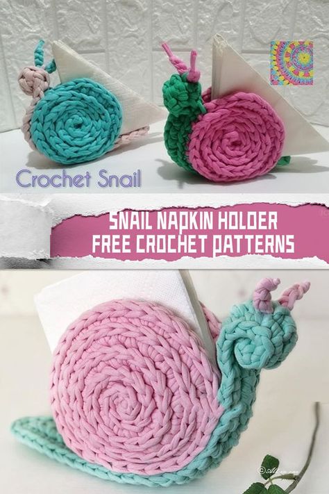 By combining functionality with artistry, these snail napkin holders exemplify the delightful fusion of creativity and everyday utility that crochet enthusiasts cherish. #FREEcrochetpatterns Crochet Napkin Holder, Crochet Snail, Napkin Holders, Napkin Holder, Cute Crochet, Easy Crochet, Free Crochet Pattern, Free Crochet, Napkins