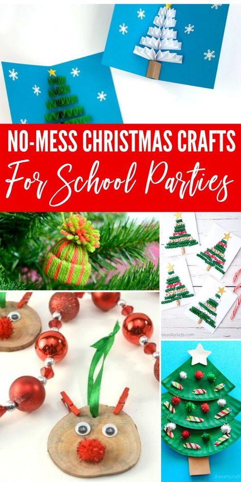 No-Mess Christmas Craft Ideas for School parties! Raise your hand if you've been looking for Quick and Easy Christmas Crafts for Kids that you can do anywhere! Simple ideas for class parties or a Christmas Party! #passion4savings #crafts #kids #parties #reindeer #trees #christmastrees #easy #nomess Christmas Ideas For School Kids, Easy Christmas Crafts For Class Party, Christmas Crafts For 2nd Grade Classroom, Christmas Party Crafts For Kindergarten, Christmas School Party Crafts, Holiday Crafts For Classroom Party, Classroom Crafts For Kids Christmas, 1st Grade Christmas Crafts For Kids, 1st Grade Holiday Party Crafts